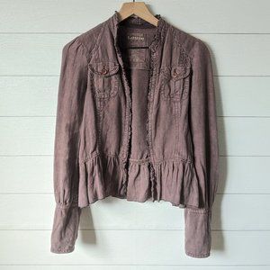 Anthropologie LOUIE Linen Peplum Jacket 6